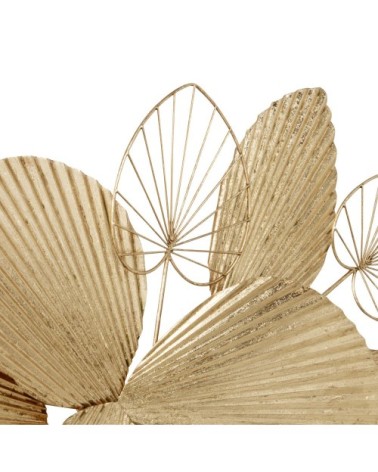 Déco murale feuilles en métal doré 76x42