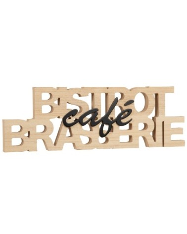 Déco murale en bois de peuplier beige et noir 50x17