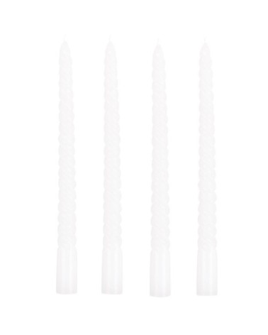 Bougies longues torsadées blanches (x4)