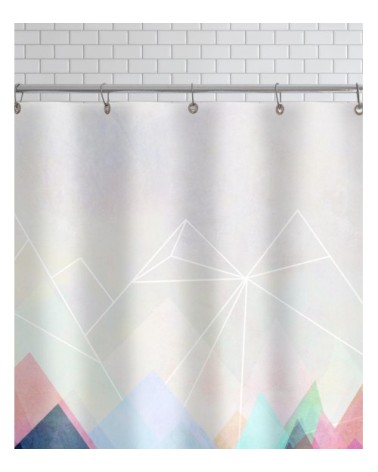 Rideau de douche en polyester en blanc & gris 150x200