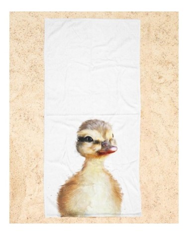 Serviette de plage en éponge-velours en blanc & jaune 90x180