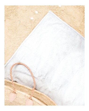 Serviette de plage en éponge-velours en blanc & jaune 90x180