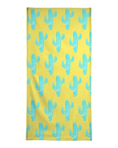 Serviette de bain en éponge-velours en jaune & vert 40x80