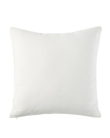 Coussin en coton écru imprimé feuille verte 45x45