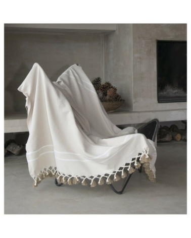 Plaid coton taupe clair 130x170