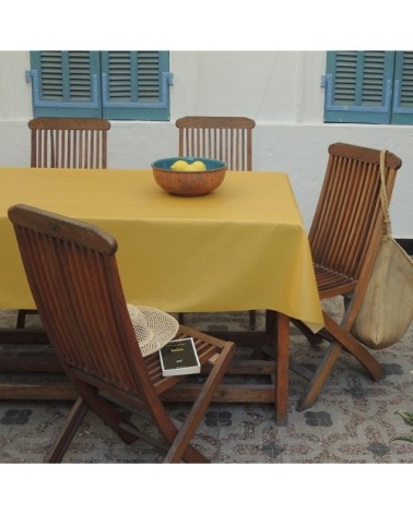 Nappe enduite jaune ronde diam 160 cm