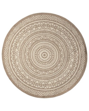 Tapis extérieur moderne robuste, nature, 160 cm rond