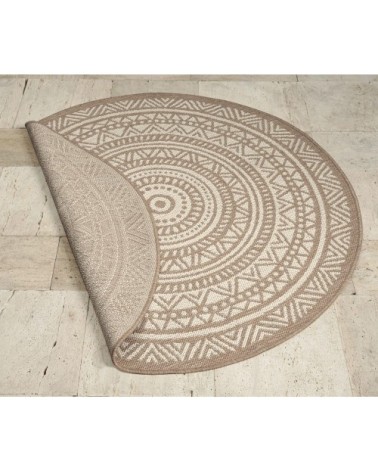 Tapis extérieur moderne robuste, nature, 160 cm rond