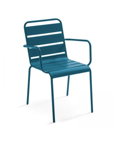 Fauteuil de jardin en métal bleu pacific