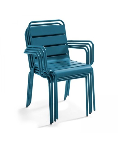 Fauteuil de jardin en métal bleu pacific