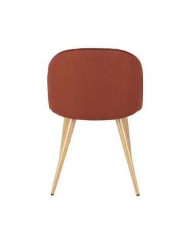 Chaise vintage en tissu recyclé orange écureuil et acier imitation chêne