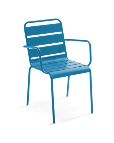 Fauteuil en métal bleu pacific