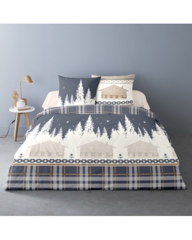 Parure de couette 100% coton flanelle imprimée 240x220cm 2 taies