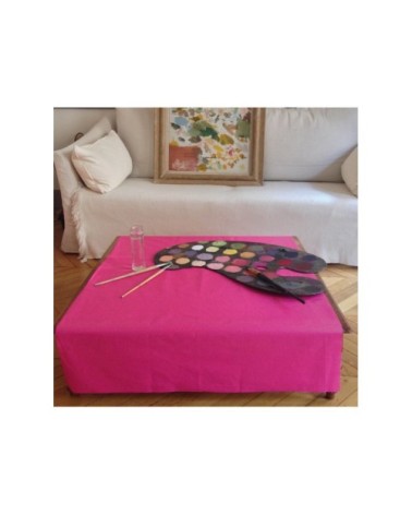 Nappe enduite coton rose carrée 120 x 120 cm