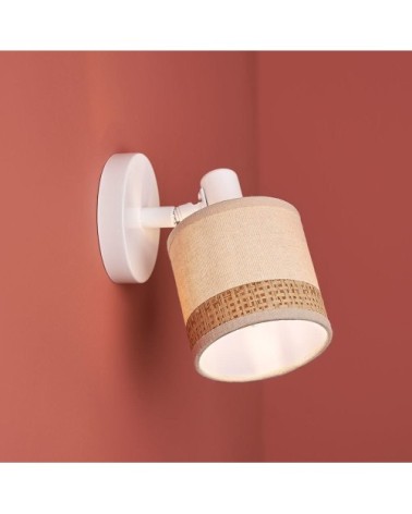 Applique patère orientable 1 abat-jour lin papier beige
