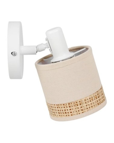Applique patère orientable 1 abat-jour lin papier beige