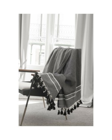 Plaid coton noir 130x170