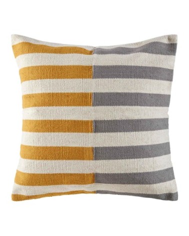 Housse de coussin en Coton Gris bleu et jaune 60x60 cm