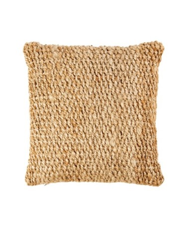 Coussin tissé en jute et coton beiges 45x45