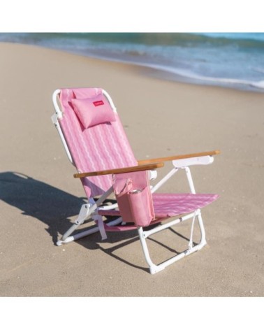 Lot de 2 Chaises de Plage Pliables Rose
