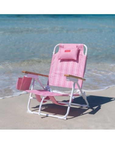 Lot de 2 Chaises de Plage Pliables Rose