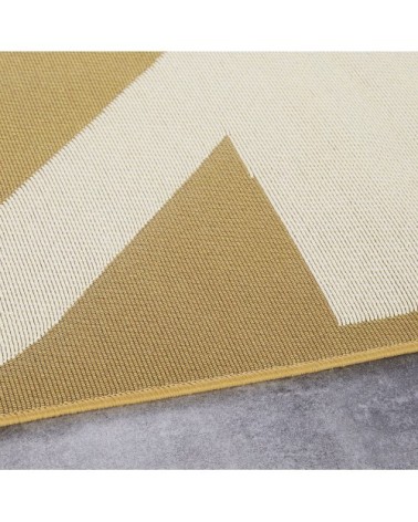 Tapis tissé jacquard écru, jaune moutarde et brun 160x230