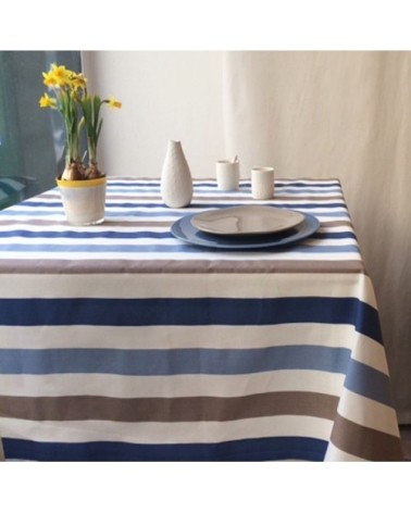 Nappe en coton enduit bleue rectangle 160 x 200 cm