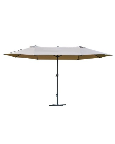 Parasol de jardin XXL à manivelle acier polyester café latte