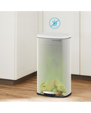 Poubelle à pédale 50L acier blanc