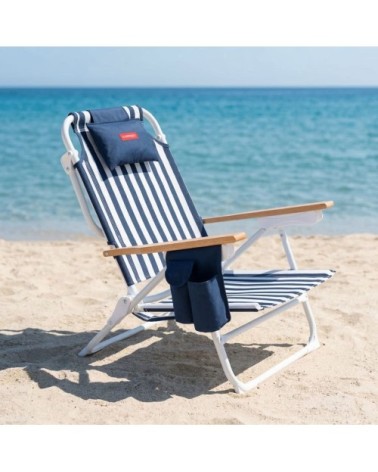 Lot de 2 Chaises de Plage Pliables Bleu