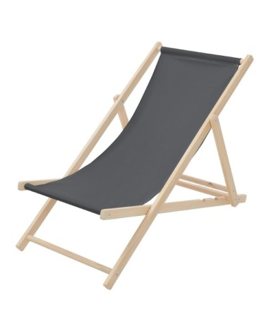 Chaise longue pliante chilienne bois et tissu anthracite 3 positions