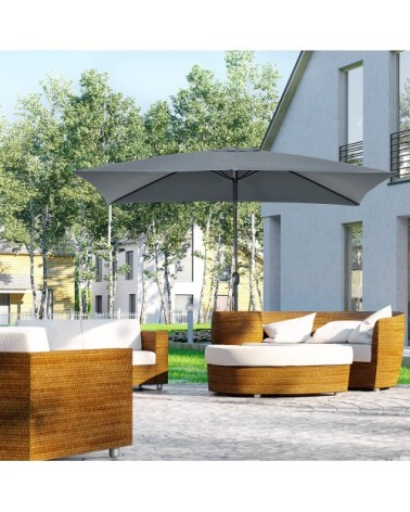 Parasol de jardin inclinable rectangulaire aluminium polyester gris