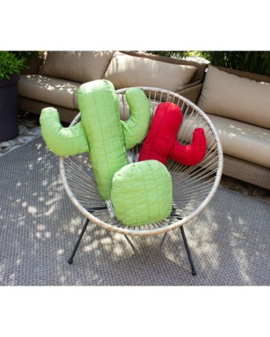 Lot de 3 coussins extérieur cactus vert et rouge