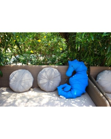 Coussin extérieur hippocampe bleu marine