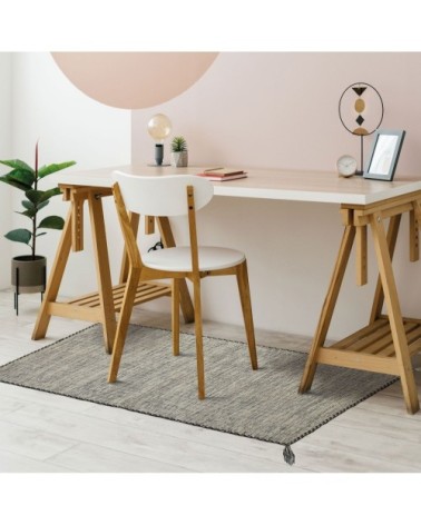 Tapis 100% coton tissé et tressé blanc 50x120