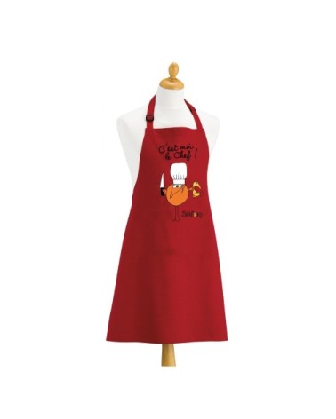 Tablier de cuisine  c'est moi le chef en coton rouge 90 x 72
