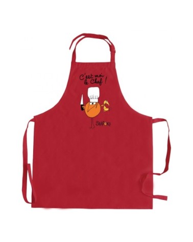 Tablier de cuisine  c'est moi le chef en coton rouge 90 x 72