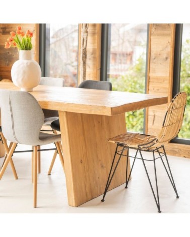 Chaise rotin naturel et métal