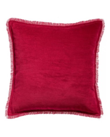 Coussin uni  en coton rubis 45 x 45