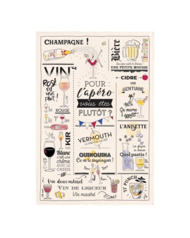 Torchon verres et apéros en coton écru 48 x 72