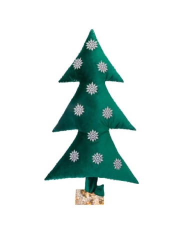 Sapin de noël lumineux en velours vert avec flocons Argent 150cm