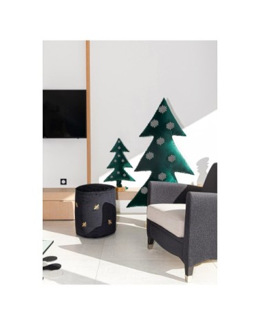 Sapin de noël lumineux en velours vert avec flocons Argent 150cm