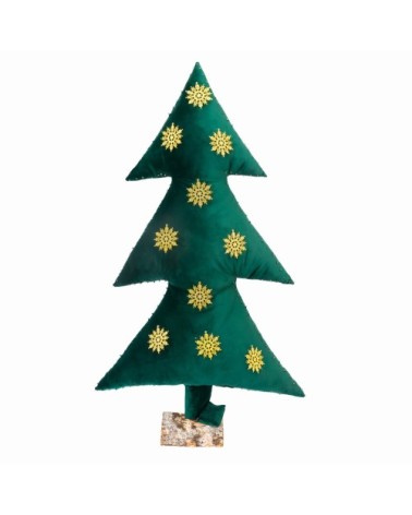 Sapin de noël lumineux en velours vert avec flocons Or 150cm