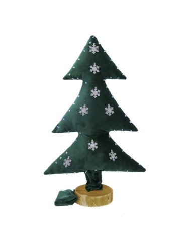 Sapin de noël lumineux en velours vert avec flocons Argent 70cm