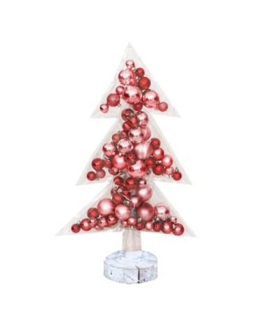 Sapin de noël transparent avec boules de noêl rouge 70cm