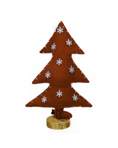 Sapin de noël lumineux en velours rouge avec flocons Argent 70cm