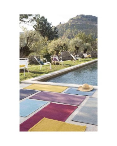 Tapis de bain uni  en coton indigo 54 x 110
