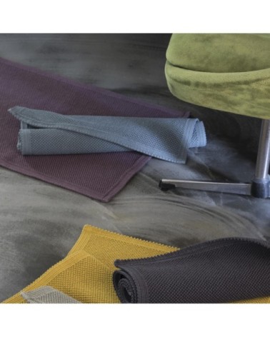 Tapis de bain uni  en coton indigo 54 x 110