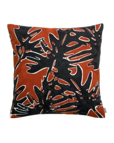 Coussin Coco brodé en coton rooibos 45 x 45