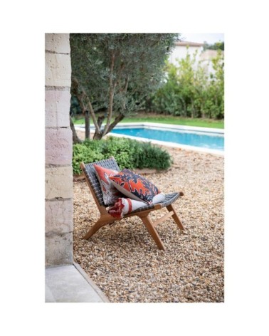 Coussin Coco brodé en coton rooibos 45 x 45